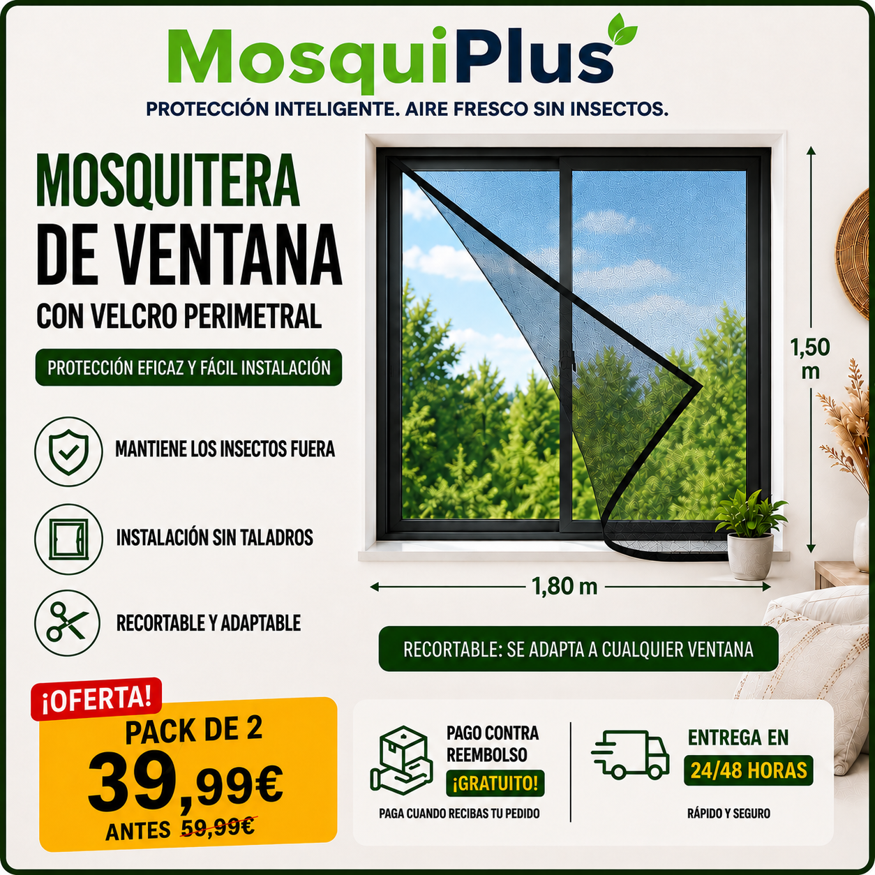 Mosquitera Magnética para Puerta y Ventana