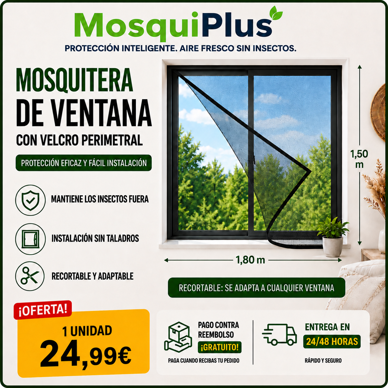 Mosquitera Magnética para Puerta y Ventana