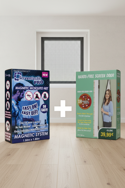 Pack Cajas con Mosquitera Negra en Ventana de Fondo